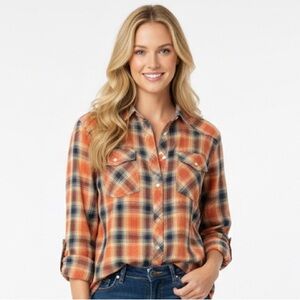 BKE Multicolor country western long sleeve rodeo Plaid Shirt size large